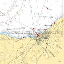 Ohio Rocky River Lake Erie Cleveland Nautical Chart Decor
