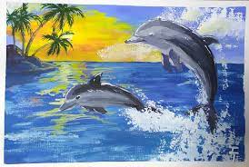 Нарисовать дельфина красками