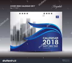 Blue Cover Desk Calendar 2018 Design Template Vector Printing