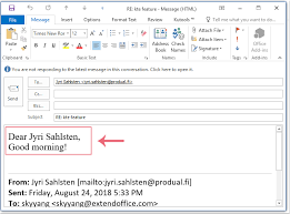 name when replying message in outlook
