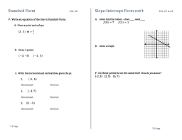 standard form slope intercept form con t