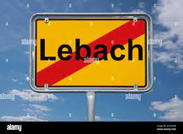 Ortstafel Lebach, Saarland, Deutschland | Place name sign Lebach, Saarland,  Germany, Europe Stock Photo - Alamy