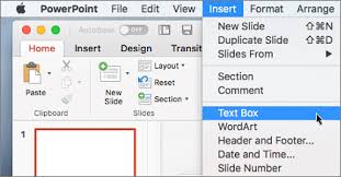 insert a text box in office for mac
