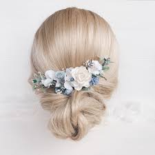 Where you can find the. Flower Hair Comb Blue Hair Piece Bridal Hair Clip Wedding Etsy