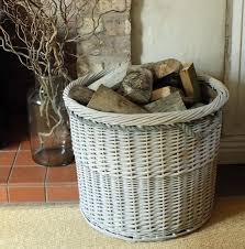Large Round Grey Willow Log Basket