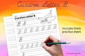 free cursive b worksheet writing for