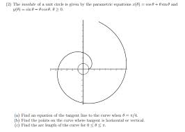 Solved The Involute Of A Unit Circle Is