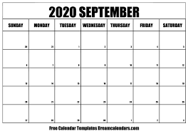 september 2020 calendar free blank