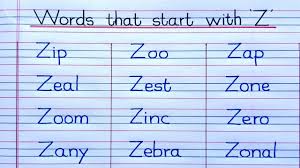z letter words