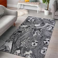 queen band art area rug rugs for living