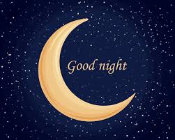 good night golden crescent moon on the
