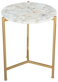 Helena White And Gold Marble Side Table
