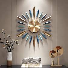 Large Wall Clock Metal Decorative Mid