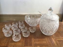 Cut Crystal Punch Set With Its Twelve