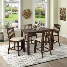 This counter height table set is equipped with foot pads to keep your floor be free of wear. 5 Piece Counter Height Dining Set Btmway Wood Kitchen Dining Room Table And Chairs Set Contemporary