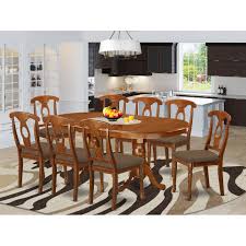 A dining table with benches provides for versatile seating since you can remove the furniture to another room and increase the seating space. 9 Pc Dining Room Set Dining Table With 8 Chairs In Saddle Brown Finish Overstock 17676509 Plna9 Sbr C