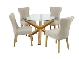 Trend Solid Oak Glass Top Dining Table