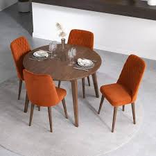 Dining Set With 4 Velvet Dining Chairs