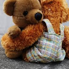 cute teddy bear having hug lovely ipad