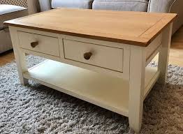 Oak Cream Coffee Table With Drawers