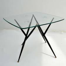 Italian Etched Glass Top Coffee Table