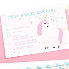 Unicorn Personalised Birthday Party Invitations