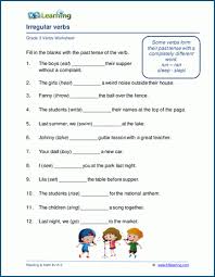 irregular verbs worksheets for grade 3
