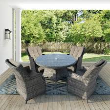 Rattan Garden Round Dining Chair Set