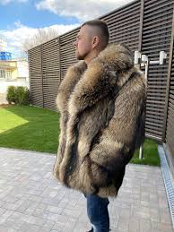 Mens Raccon Fur Jacket Fur Coat Men