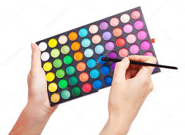 female hand holding a makeup palette
