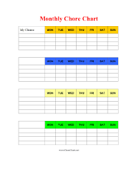 Printable Monthly Chore Chart