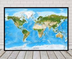 Enhanced World Satellite Image Wall Map