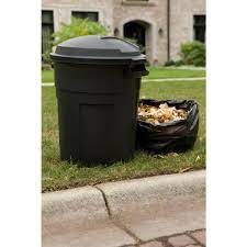 20 Gal Black Round Trash Can With Lid