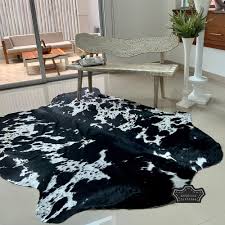 real cowhide rug in authentic black and