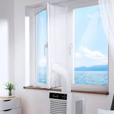 They produce hot air that needs to be exhausted through a hose, so they should be placed near a window. Rhodesy Universal Window Seal For Mobile Air Conditioning And Tumble Dryer 500cm Suitable For Portable Air Conditioning Unit Hot Air Stop Easy To Install No Need For Drilling Holes Amazon Co Uk Diy