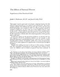 the effects of parental divorce experiences of the preschool child 
