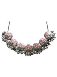 Hyperbole Accessories Pink Silver Lotus Necklace