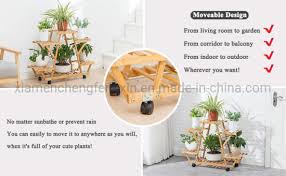 Bamboo Rolling 6 Tier Plant Stand Rack