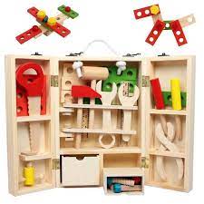 Bộ đồ chơi hộp dụng cụ bằng gỗ cho bé trai | Tàu, xe, máy bay mô hình