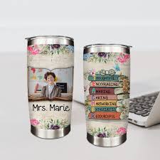 personalized teacher book stack tumbler