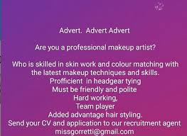 makeup artist needed amx africa
