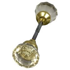 Pair Clear Glass Door Knobs With Brass