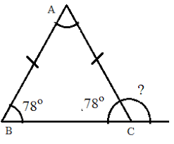 base of an isosceles triangle meres 78o