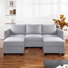 Linen Couch With Storage Seats