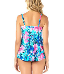 Shape Solver Petal Show Double Strap Tankini Swimsuit Top In