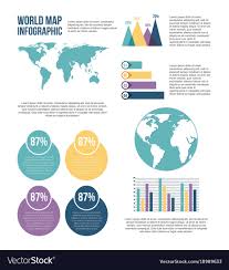 World Map Infographic Chart Statistics Percent