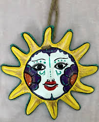 Mexican Talavera Style Ceramic Sun Face