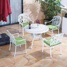 5 Piece White Aluminum Patio Dining Set