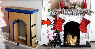 Diy Faux Fireplace Made Out Of Cardboard