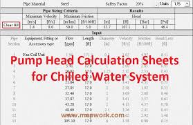 Pump Head Calculation Sheet For Chilled Water Systems